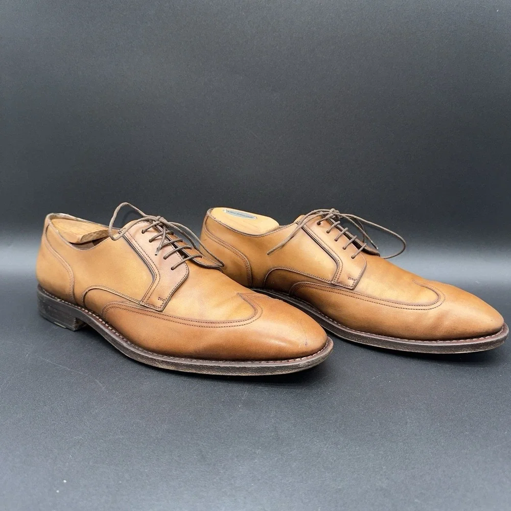 Salvatore Ferragamo Tramezza Tan Leather Split Toe Derby Oxfords Mens 9.5 D